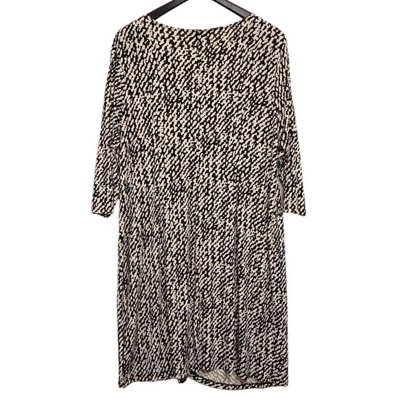 Dana Buchman Dress Womens 2X Black Ivory Print Jersey Knit Faux Wrap - Picture 2 of 6
